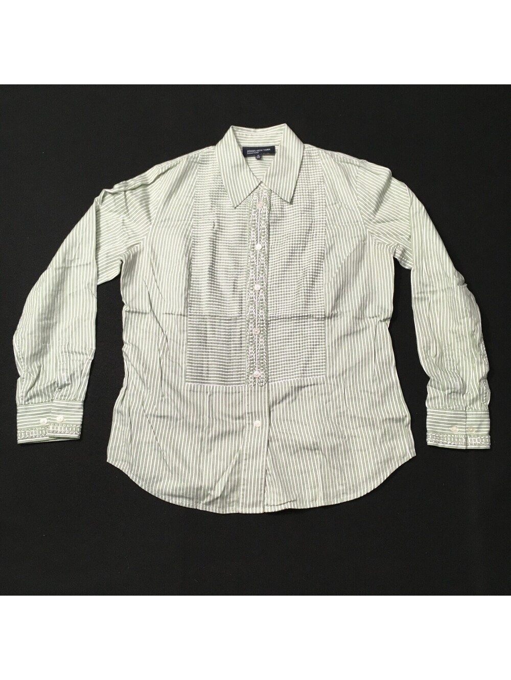 Jones New York GREEN Button Front Shirt Womens MEDIUM BUTTON DOWN SHIRT